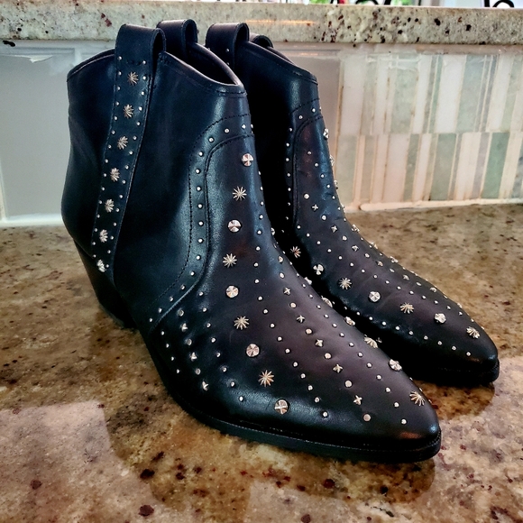 Sam Edelman Shoes - Sam Edelman Woman’s Brian Studded Western Bootie Black Leather Ankle Boot 9